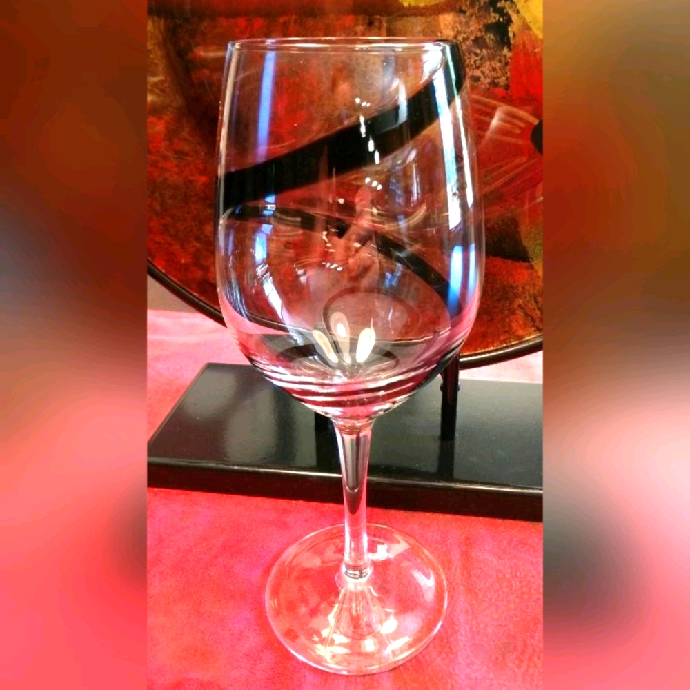 Pier 1-RARE-Black Swirl Wine/Water Goblet-1